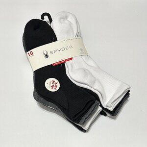 Spyder  Men's  10-Pair  Cushion Shortie Crew Socks   Assorted Black/Gray/White